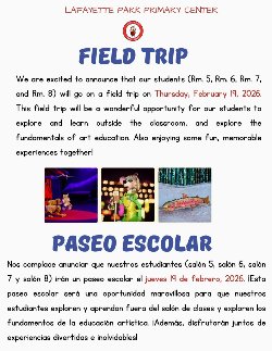 Field Trip-TK & Kindergarten/Paseo Escolar solo para TK & Kinder